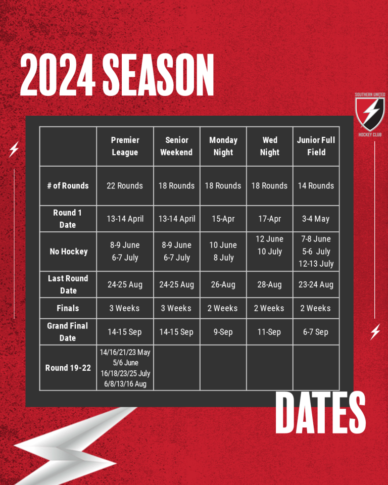 2024 Season Dates Southern United Hockey Club